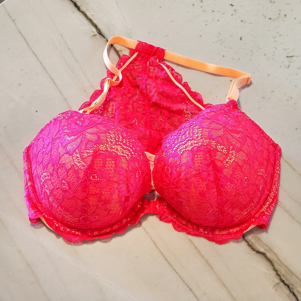 NWOT Pink 36 DD Bra, Fuchsia & Tangerine Color